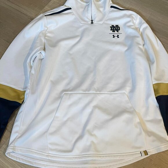 Men's Under Armour White Notre Dame Fighting Irish Logo Quarter-Zip Jacket - Picture 1 of 5